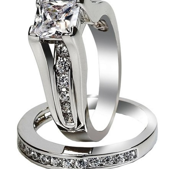 Hers & His Stainless Steel & Titanium Wedding Band - Picture 2 of 5